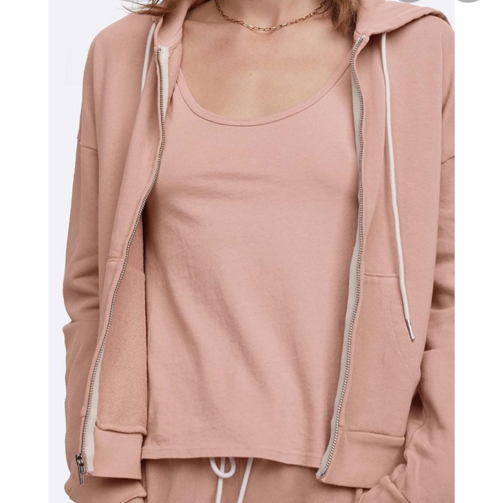 NWT MATE The Label Organic Terry Zip Hoodie Size Small in Rose